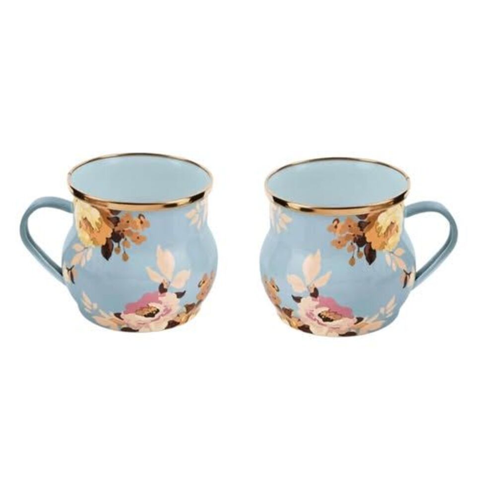 Mackenzie Child wild rose Slate 2 Mugs Brand New